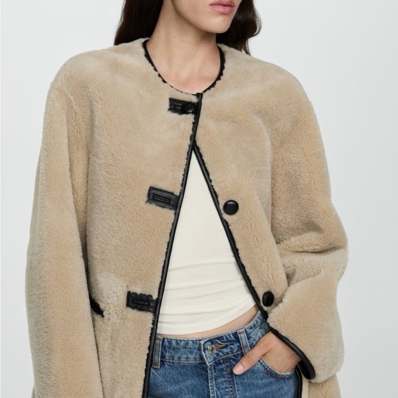 Mango Jackets & Blazers - Mango Faux Fur Toggle Coat With Appliqués XS